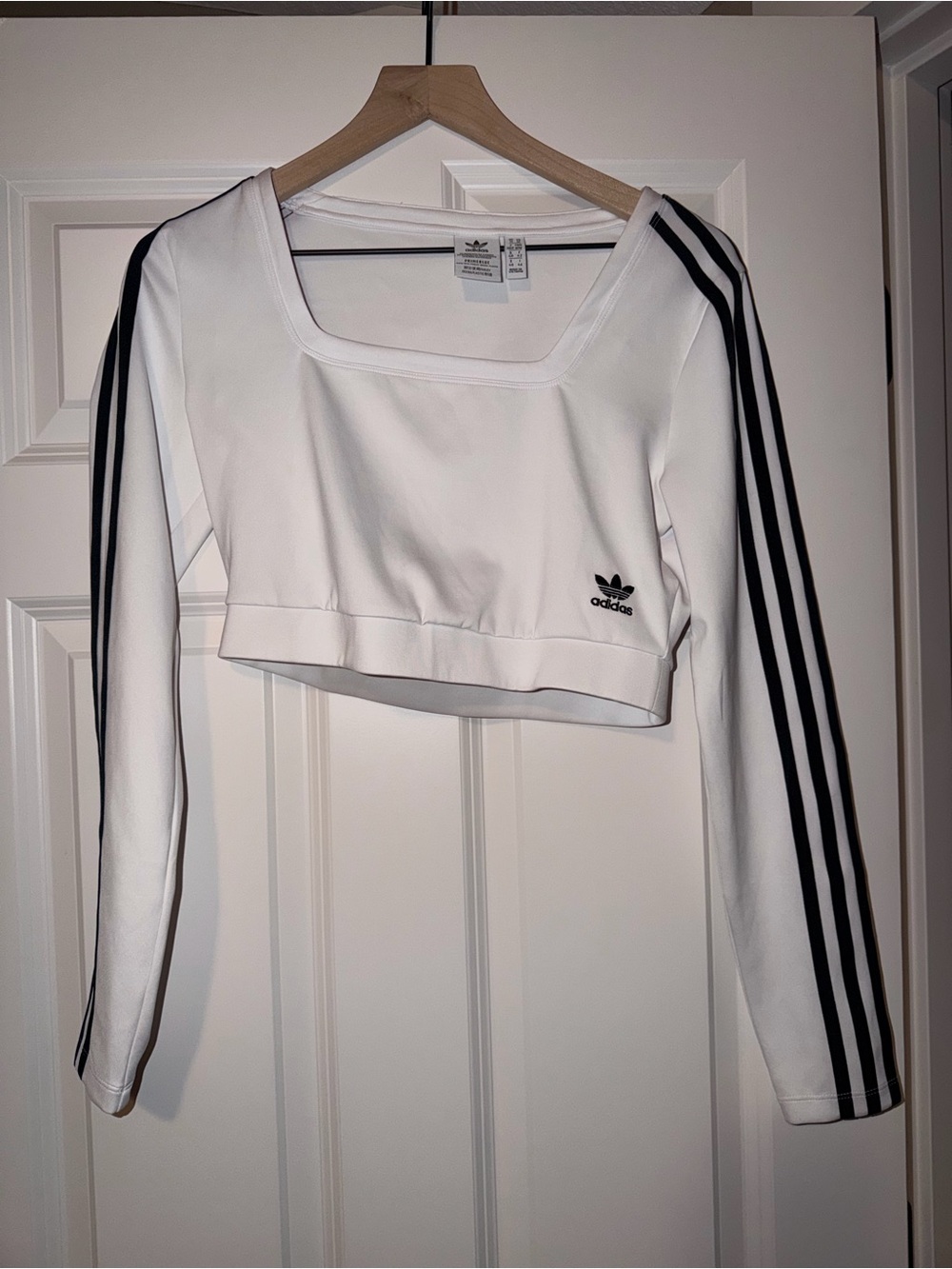 adidas Women's white athletic crop top with square neck - Picture 2 of 3